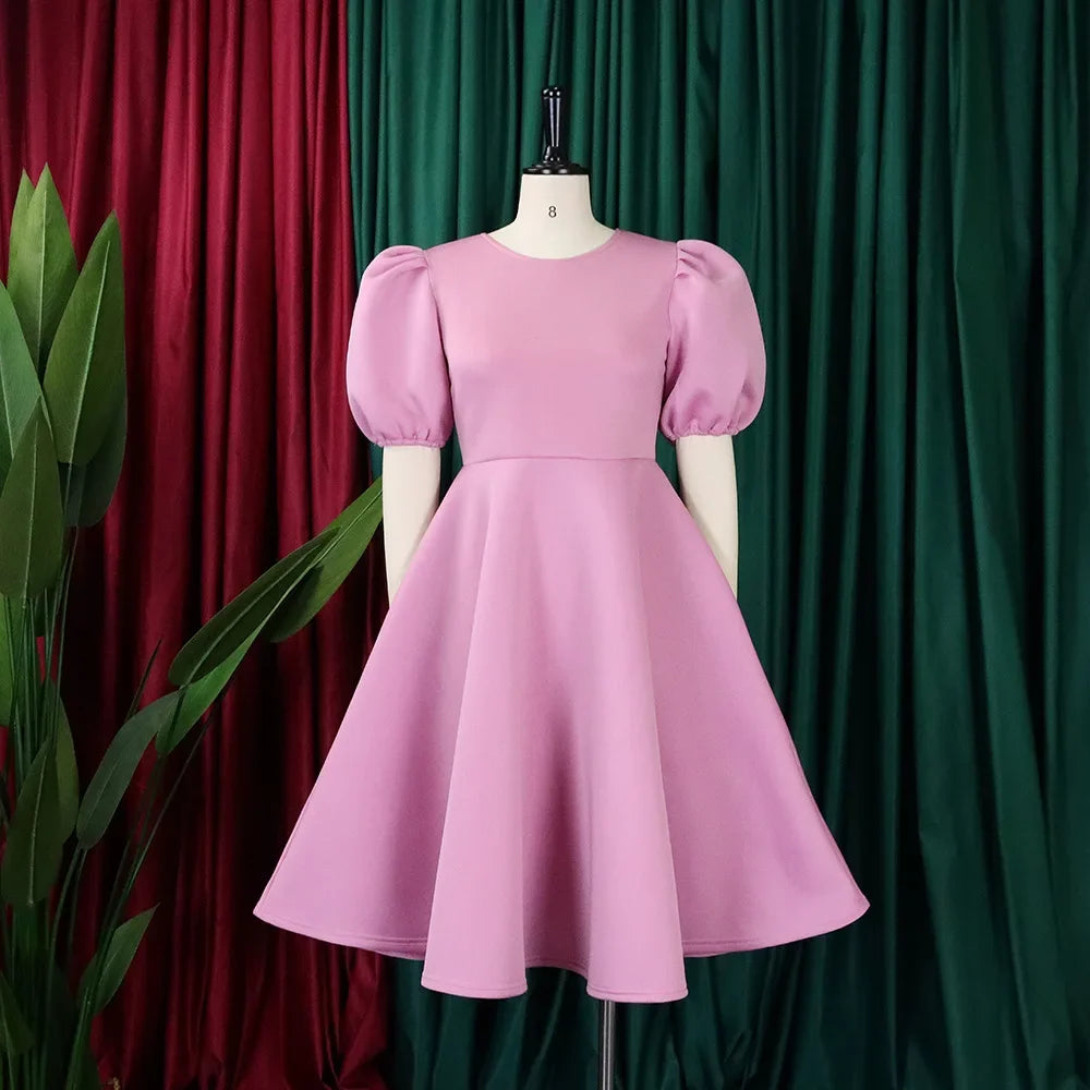 Elegant Pleated A-Line Dress - High Waist Mid-Calf Dress - Shello's Creative Boutique