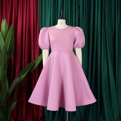 Elegant Pleated A-Line Dress - High Waist Mid-Calf Dress - Shello's Creative Boutique