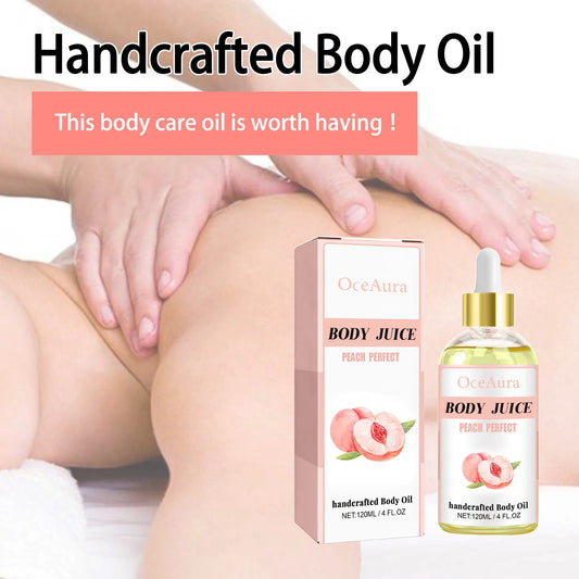 OceAura Peach Body Oil – 4 Oz Moisturizing & Tightening Massage Elixir - Shello's Creative Boutique