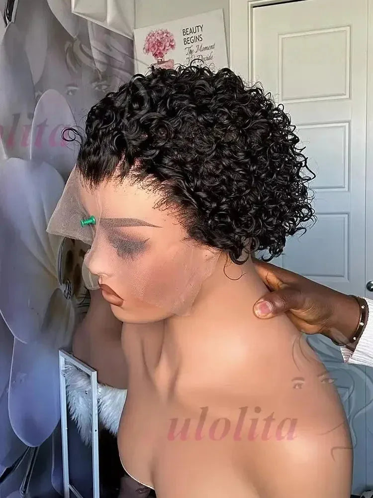 Pixie Cut Short Bob Wig - 100% Human Hair 13x4 Transparent Lace Frontal Wig - Shello's Creative Boutique
