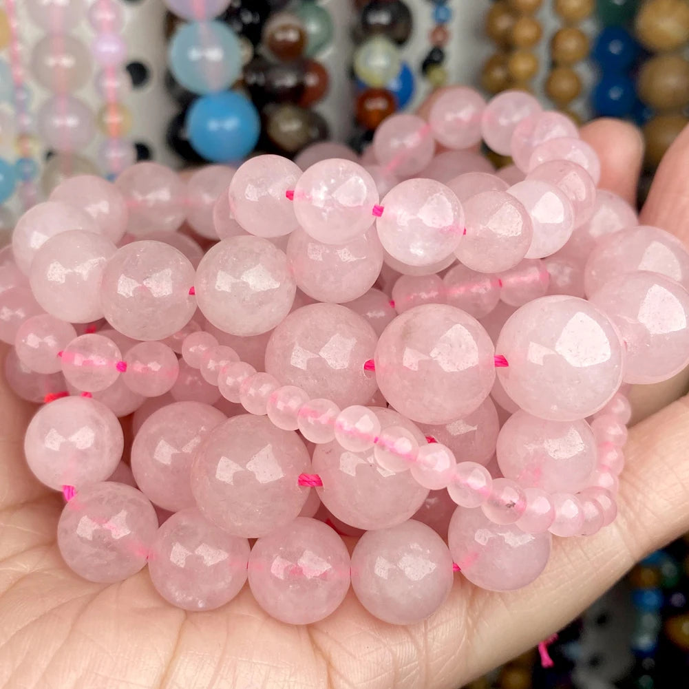 1 Strand 45pcs Natural Stone Beads – Rose Quartz, Tiger Eye, Obsidian