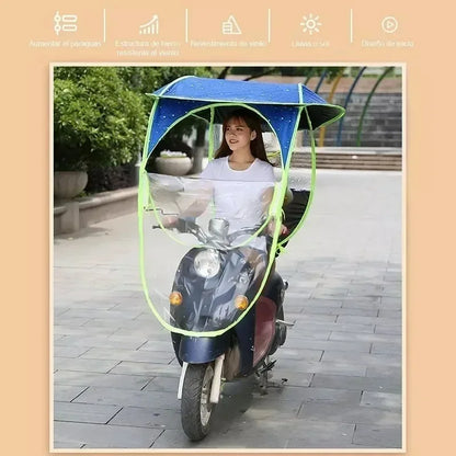 Fully Enclosed Electric Vehicle Canopy – Removable Rainproof Motorcycle Parasol with Metal Bracket