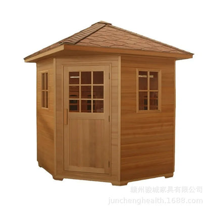4-Person Canadian Hemlock Outdoor Infrared Sauna Cabin – Far Infrared with Computer Control Panel