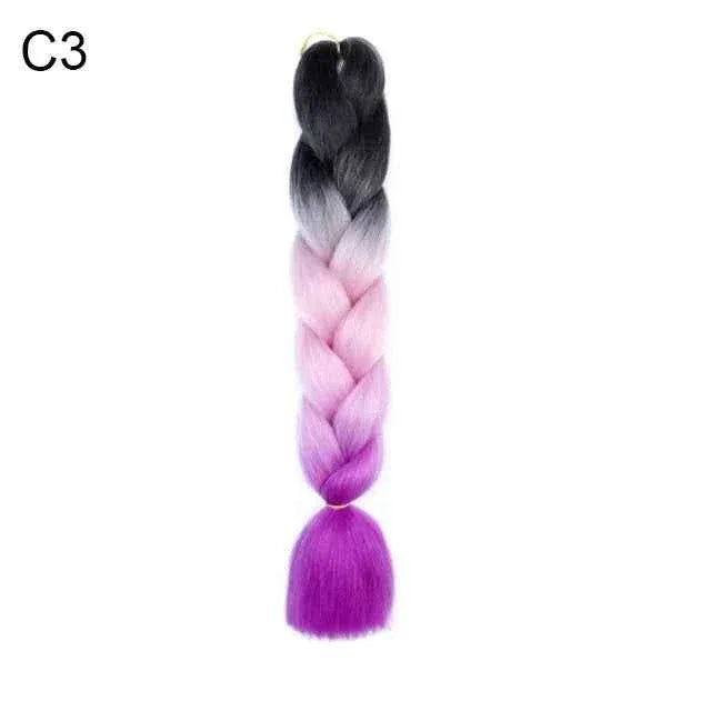 24 Inch Jumbo Braiding Hair - Rainbow Ombre Synthetic Extensions - Shello's Creative Boutique