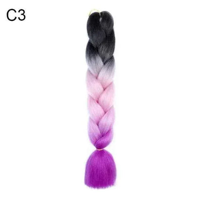 24 Inch Jumbo Braiding Hair - Rainbow Ombre Synthetic Extensions - Shello's Creative Boutique
