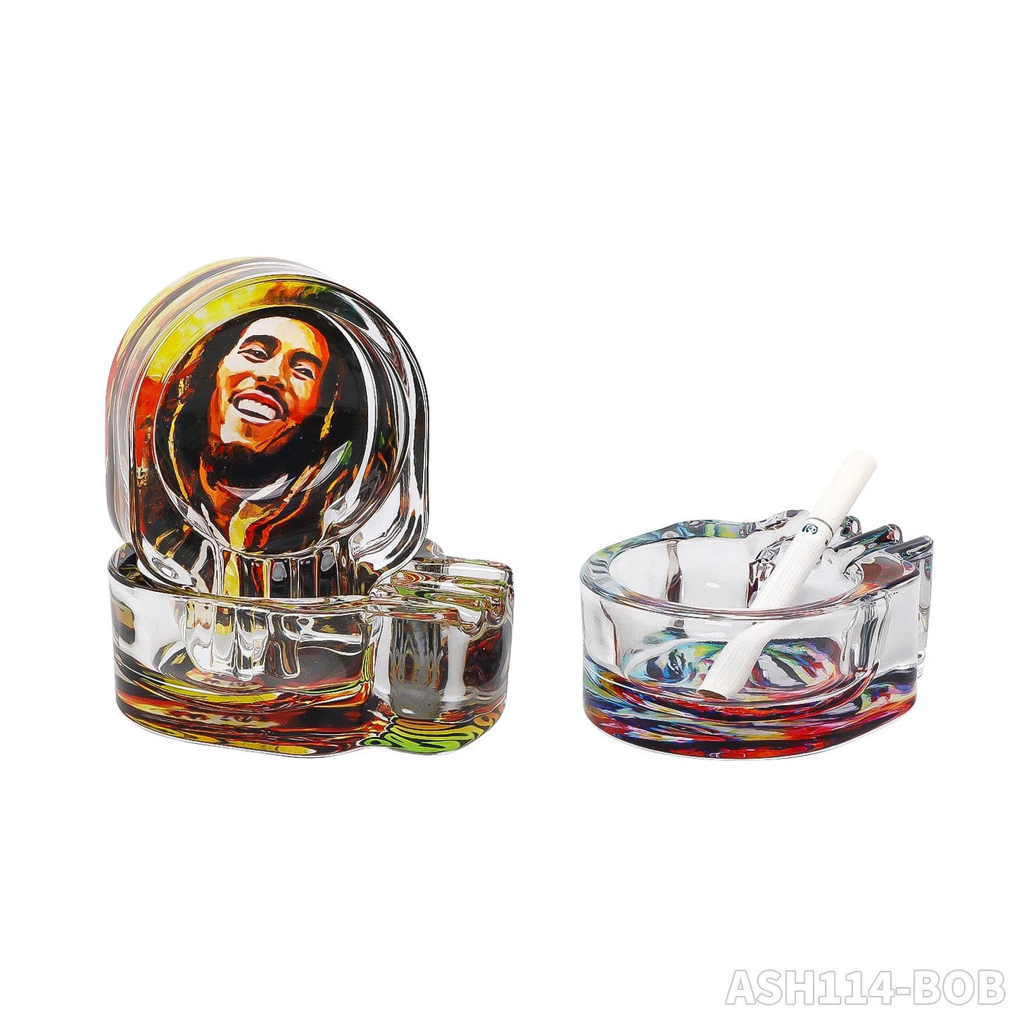 Gothic Skull Glass Ashtray – Detailed Carved Skull Head Design 85mm Smoking Accessory