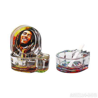 Gothic Skull Glass Ashtray – Detailed Carved Skull Head Design 85mm Smoking Accessory