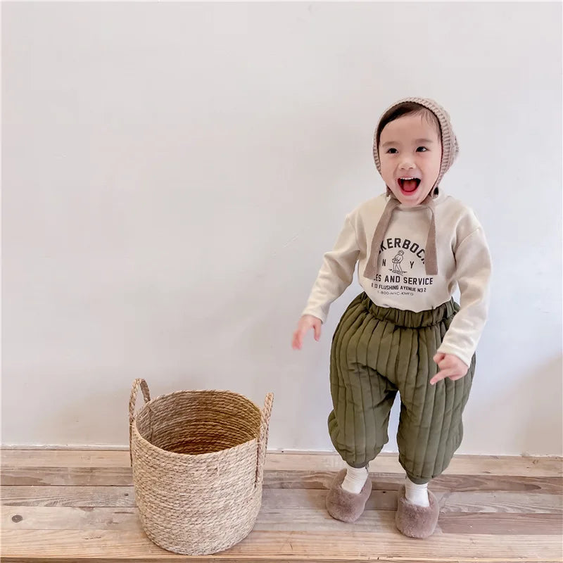 Winter Cotton-Padded Kids Harem Trousers – Unisex Full-Length Thermal Pants (Ages 2–7) Shello's Creative Boutique