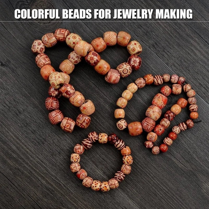 100pcs Wooden Dreadlock Beads - Vintage Natural Wood Hair Accessories - Shello's Creative Boutique