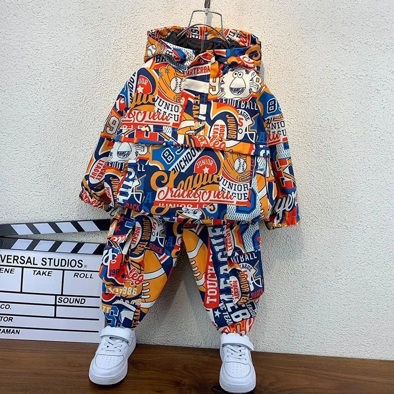 Children's Clothing Set Spring and Autumn Fashion 2024 Boys' Baby Jacket Pants Children's Fashionable Casual Two Piece Set Shello's Creative Boutique