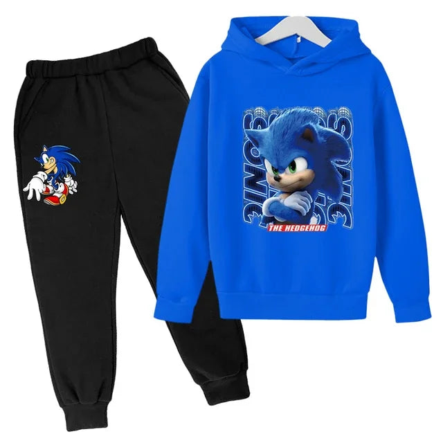 MINISO Kids' Lightning McQueen 2-Piece Tracksuit – Unisex Hooded Sweatshirt & Pants Set Shello's Creative Boutique