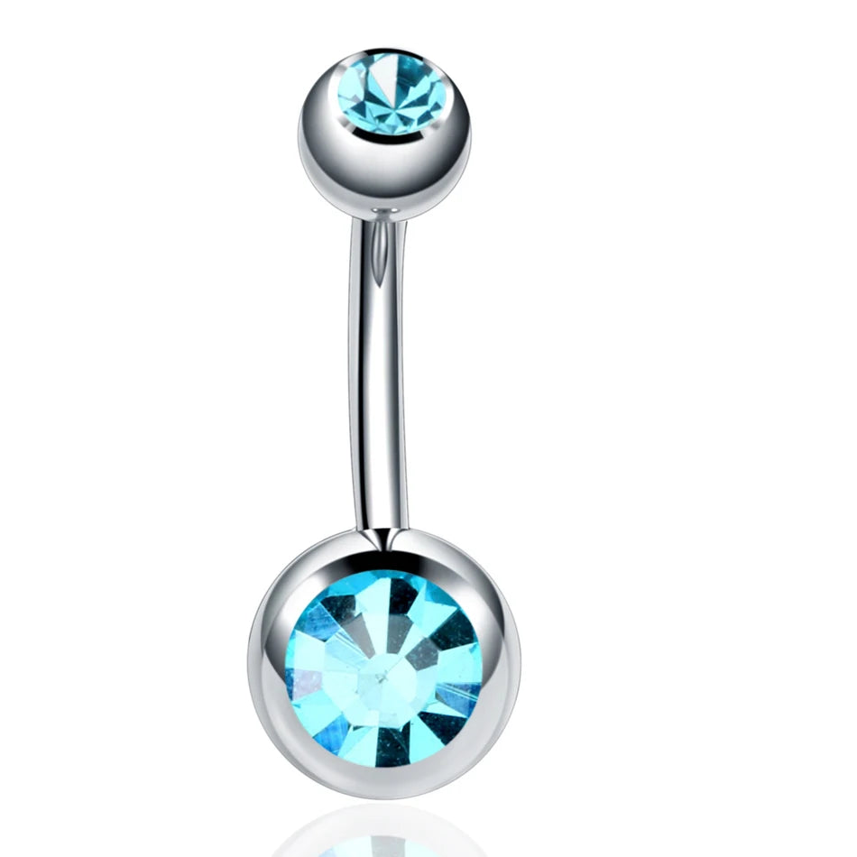 Stainless Steel Cubic Zirconia Drop Navel Ring