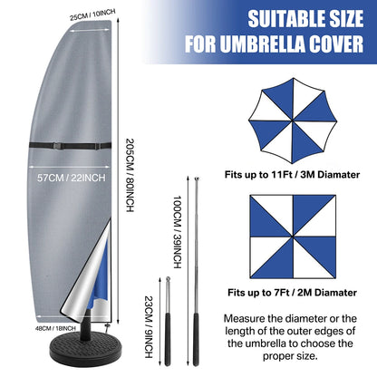 Parasol Rain Cover 210D Oxford Fabric – Waterproof UV-Resistant Patio Umbrella Storage Cover