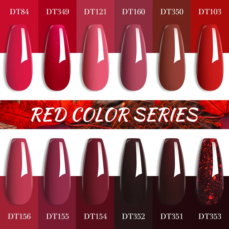 MEET ACROSS 7ml Red Gel Nail Polish Crystal Semi Permanent Soak Off UV Gel Varnish Nail Art Manicure Base Matte Top Coat Vernis - Shello's Creative Boutique