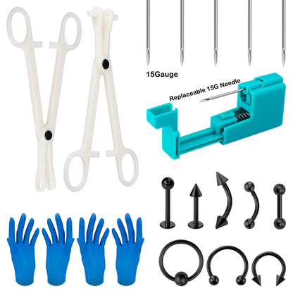 Body Piercing Jewellery Kit – Stainless Steel & Acrylic
