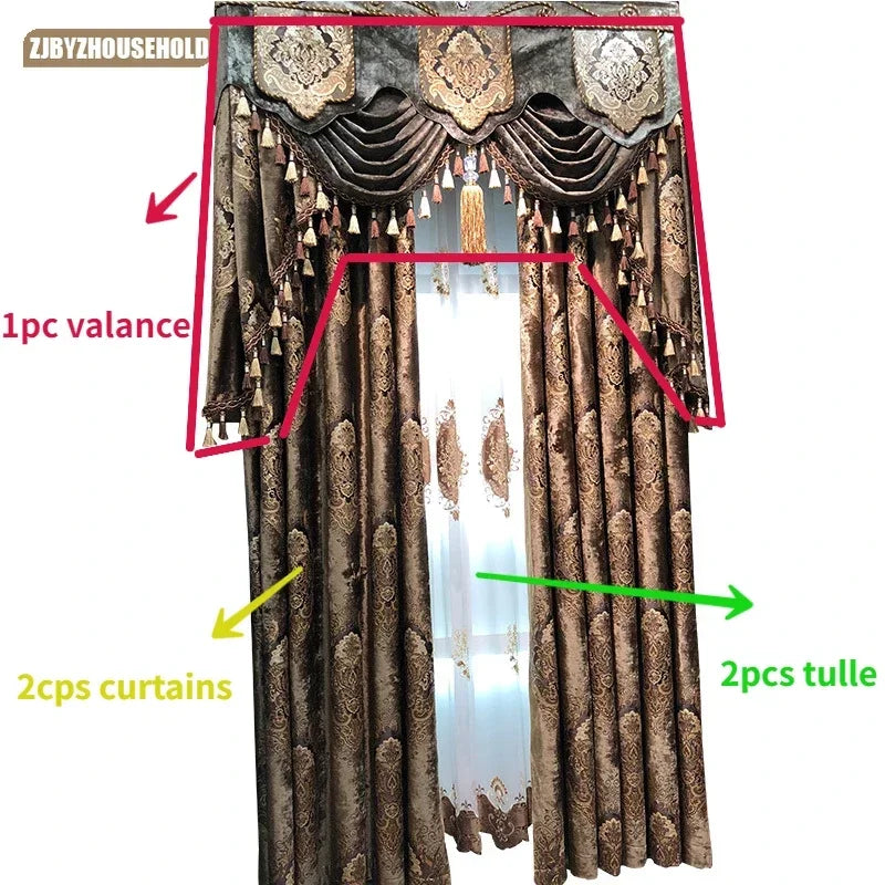 European Palace Luxury Curtains - Velvet Drapes for High Windows