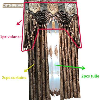 European Palace Luxury Curtains - Velvet Drapes for High Windows