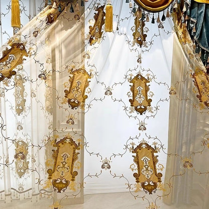 French European Blue Velvet Blackout Curtains - Custom Bay Window Drapes with Tulle Valance