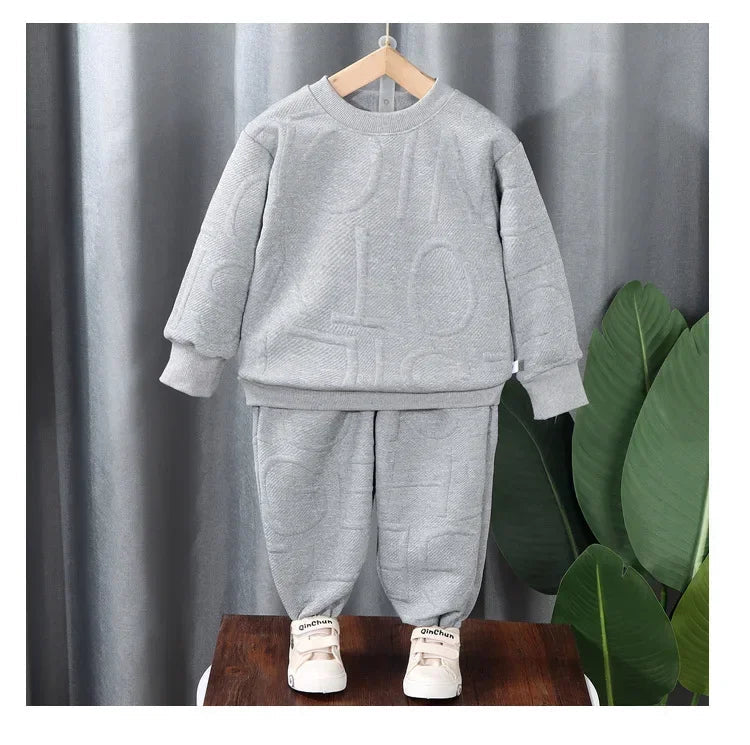 Children's Clothing  Long-sleeved Round Neck Printed Sweatshirt+cuffed Trousers 2pcs Suit Casual Outer Wear Simple Shello's Creative Boutique
