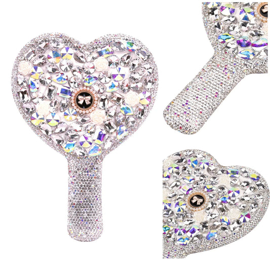 Luxury Diamond Hand Mirror Love Heart Mirror Female Handle Makeup Cosmetic Beauty Tools Handheld Vanity Make Up Mirror For Girls Shello's Creative Boutique