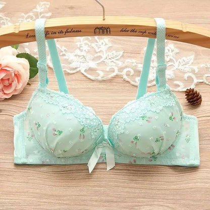 Wokeayer Vintage Plaid Push-Up Bra & Panty Set – Seamless Wire-Free Lingerie for Women, Sexy Fitness Underwear (Sizes 70A–80B)