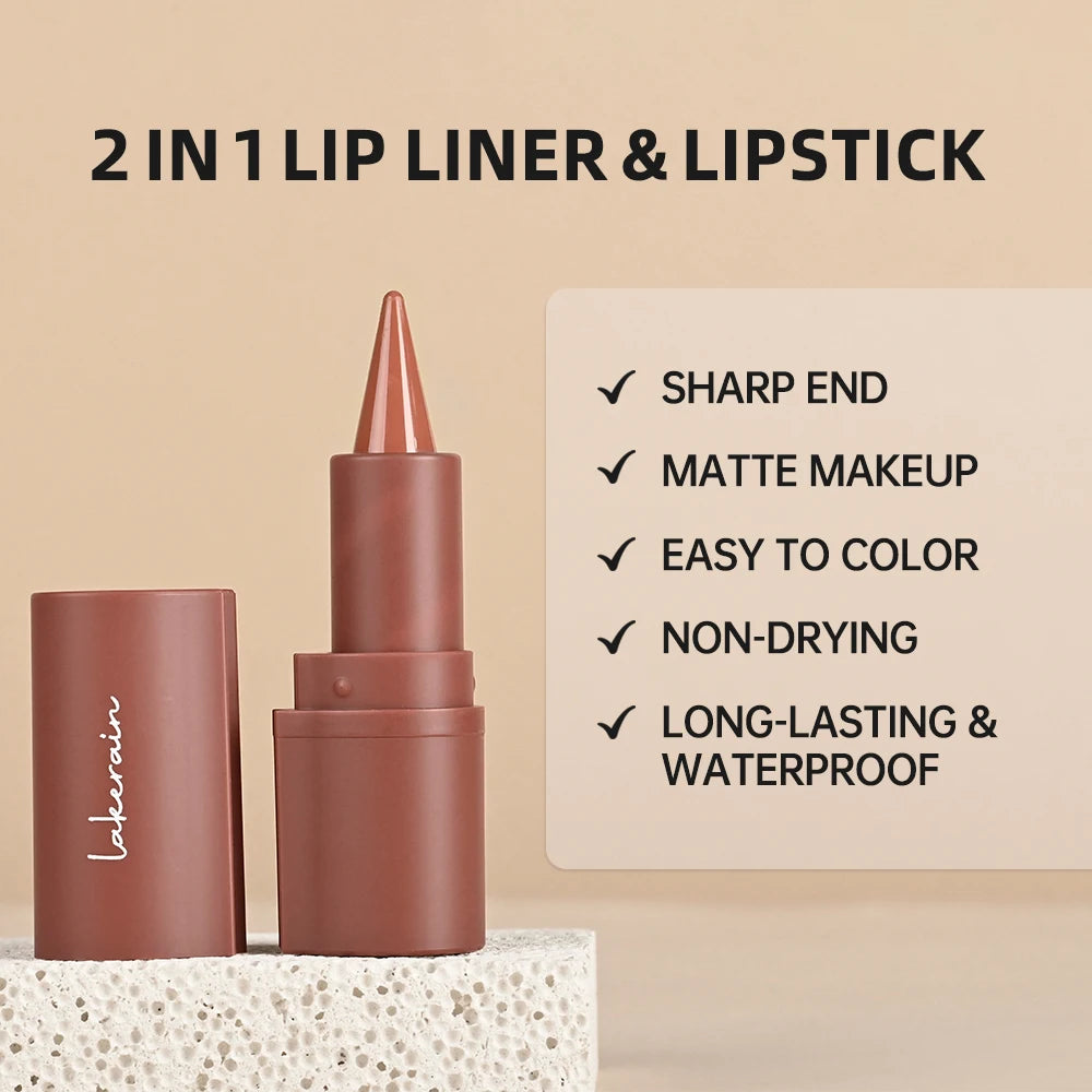 Lakerain Lip Liner Matte Black Brown Velvet Lipstick Waterproof Non Sticky Contouring Tint Lipliner Crayon Lip Makeup - Shello's Creative Boutique