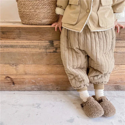Winter Cotton-Padded Kids Harem Trousers – Unisex Full-Length Thermal Pants (Ages 2–7) - Shello's Creative Boutique