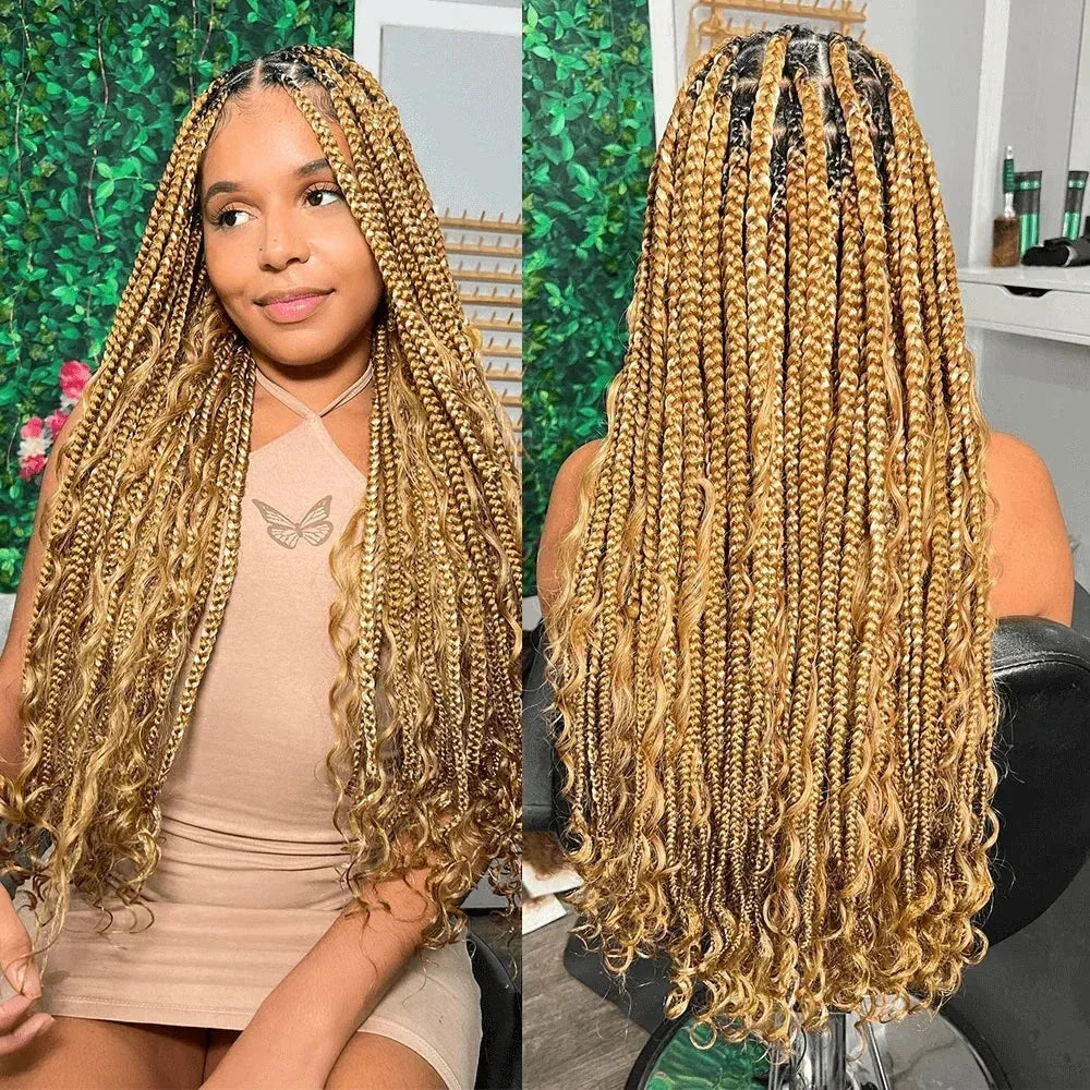Blonde Highlight Bulk Braiding Hair - Deep Wave Curly Human Hair 100g for Boho Braids - Shello's Creative Boutique