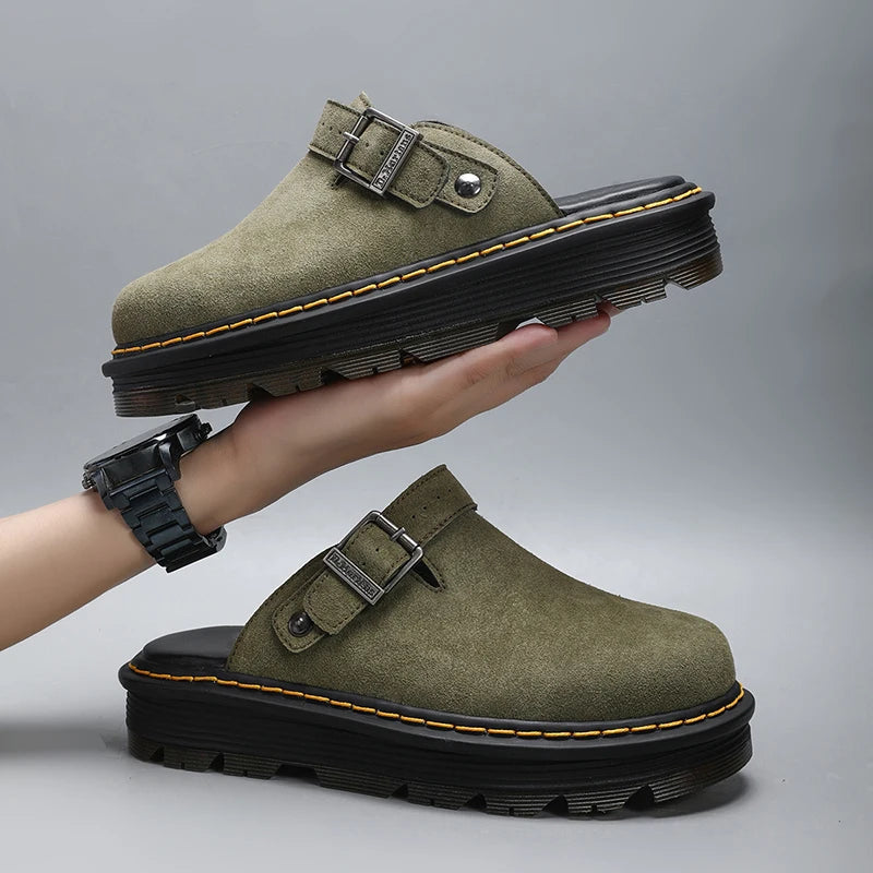 Men's Summer Half Slippers - Non-Slip Beach Clogs Casual Leather Sandals