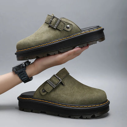 Men's Summer Half Slippers - Non-Slip Beach Clogs Casual Leather Sandals