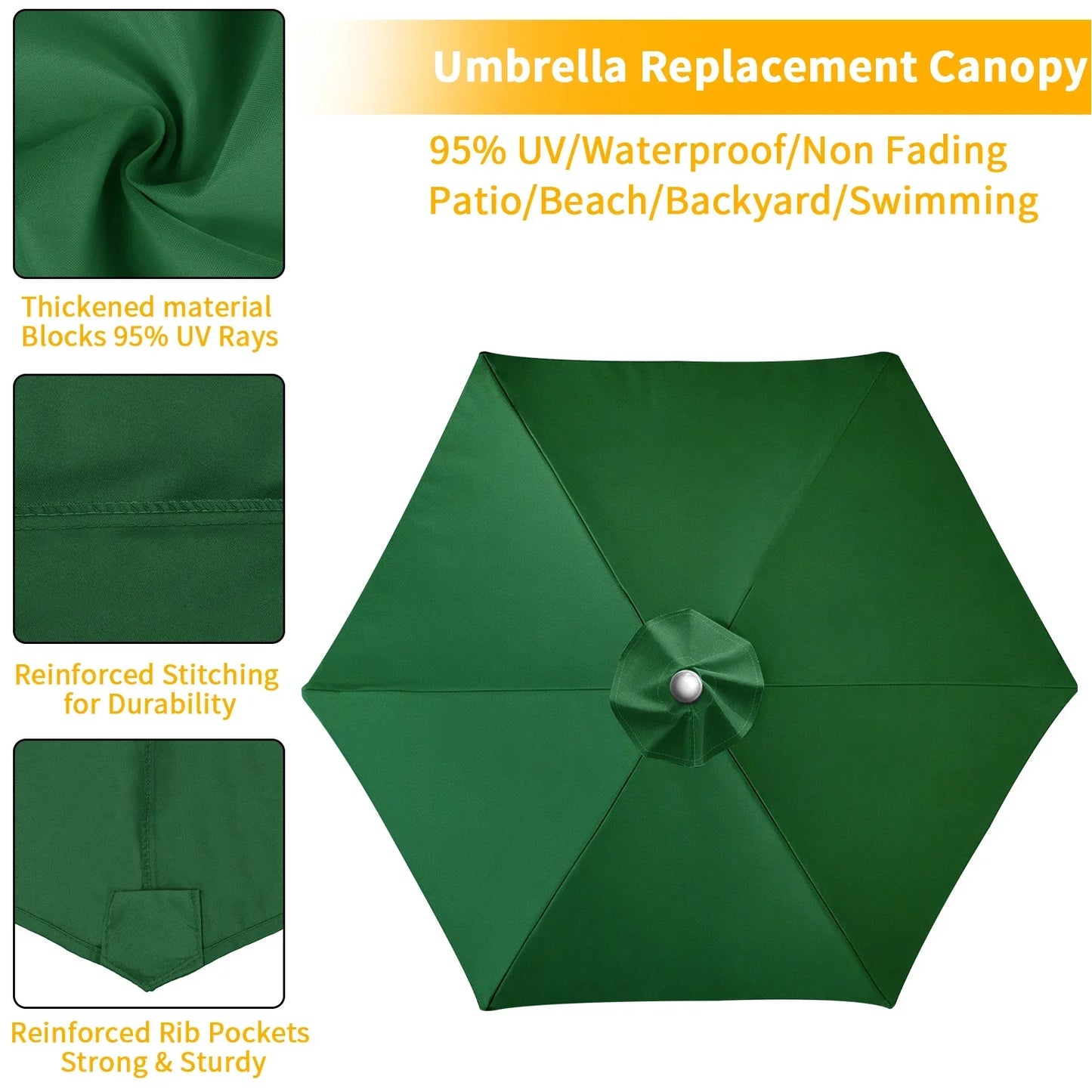 Replaceable Parasol Top Cloth – UV Protection Garden Patio Canopy Cover 2m to 3m