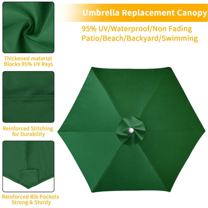 Replaceable Parasol Top Cloth – UV Protection Garden Patio Canopy Cover 2m to 3m