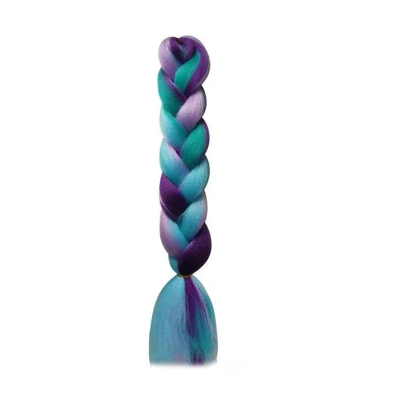 24 Inch Jumbo Braiding Hair - Rainbow Ombre Synthetic Extensions - Shello's Creative Boutique