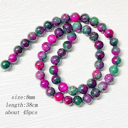 1 Strand 45pcs Natural Stone Beads – Rose Quartz, Tiger Eye, Obsidian