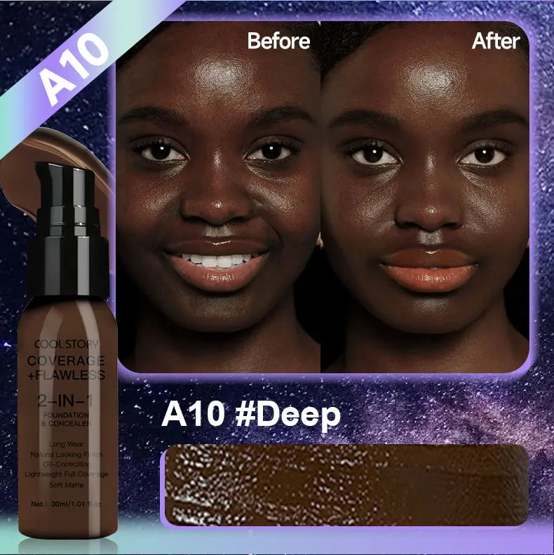10 Color Lasting Face Foundation Cream Oil-Control Matte BB Cream Liquid Full Coverage Waterproof Hydrating Brighten Concealer - Shello's Creative Boutique