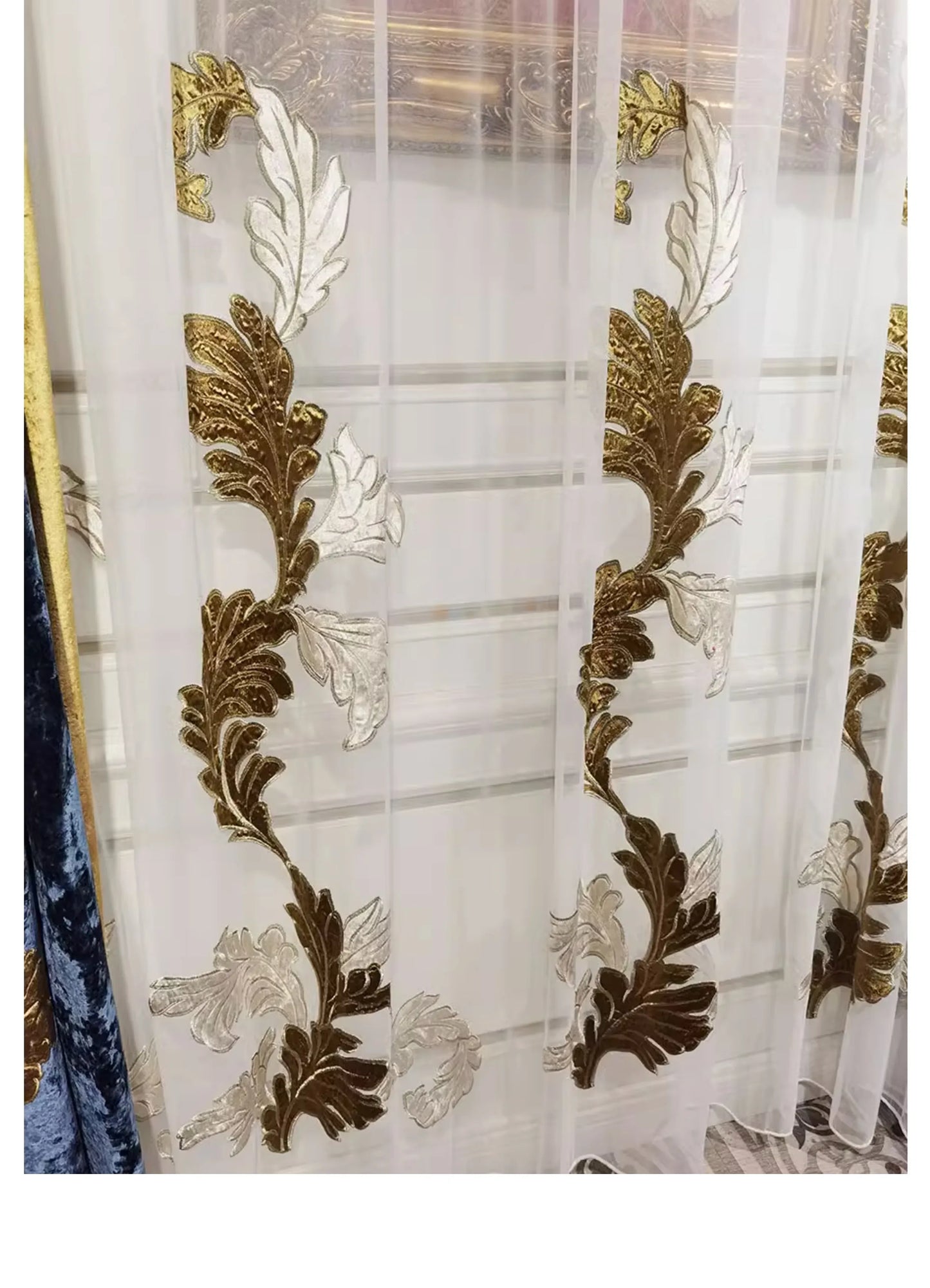 European Luxury Villa Curtains - French Velvet Embroidered Drapes - Shello's Creative Boutique