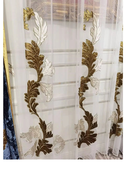 European Luxury Villa Curtains - French Velvet Embroidered Drapes - Shello's Creative Boutique
