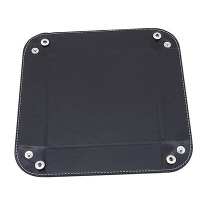 PU Leather Folding Valet Tray – Collapsible Desktop Storage for Keys, Phone, Wallet & Coins