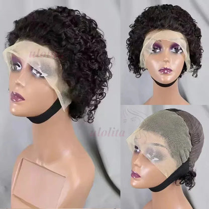 Pixie Cut Short Bob Wig - 100% Human Hair 13x4 Transparent Lace Frontal Wig - Shello's Creative Boutique