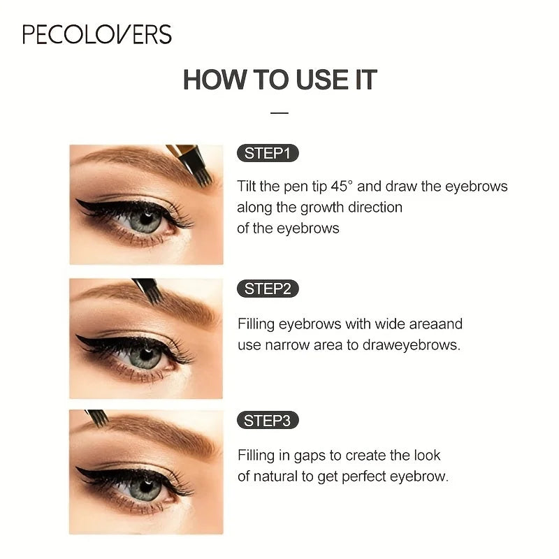 6 Colors 1pc Eyebrow Pen Waterproof 4 Split Tip Eyebrows Pen Eyebrow Tattoo Pen Waterproof Liquid Black Eyebrow Makeup Pencil - Shello's Creative Boutique