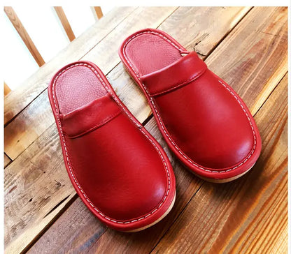 Men's Indoor Slippers - Closed Toe Faux Leather Slides (Large Sizes 47-48)