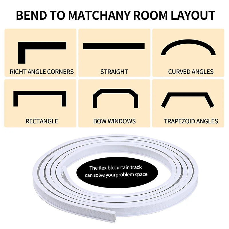 Flexible Bendable Curtain Track 2-6M - Curved Rail - Shello's Creative Boutique