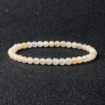 4mm Natural Stone Agate & Lava Stretch Bracelet – Handmade Tiny Bead Bangle for Men & Women