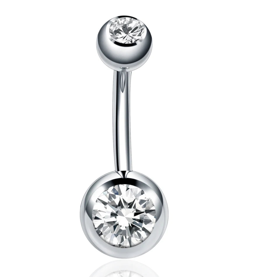 Stainless Steel Cubic Zirconia Drop Navel Ring