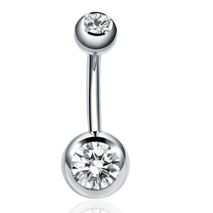 Stainless Steel Cubic Zirconia Drop Navel Ring