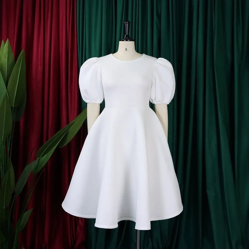 Elegant Pleated A-Line Dress - High Waist Mid-Calf Dress - Shello's Creative Boutique