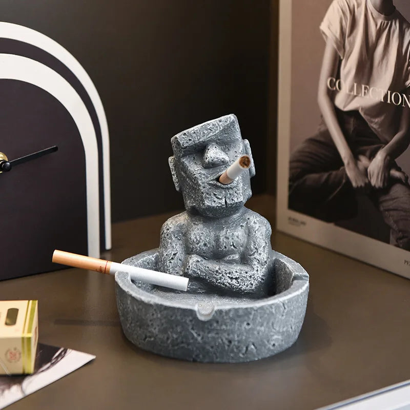 Moai Stone Resin Ashtray – Funny Decorative Desktop Cigarette Tray