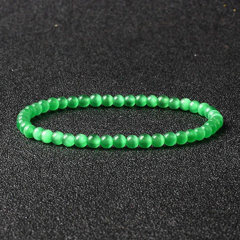 4mm Natural Stone Agate & Lava Stretch Bracelet – Handmade Tiny Bead Bangle for Men & Women