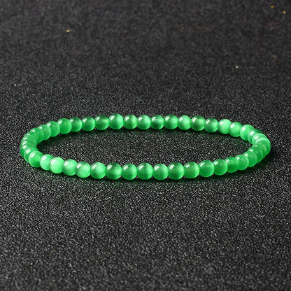 4mm Natural Stone Agate & Lava Stretch Bracelet – Handmade Tiny Bead Bangle for Men & Women