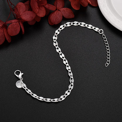 2pcs 925 Sterling Silver Chain Bracelet & Necklace Jewellery Set